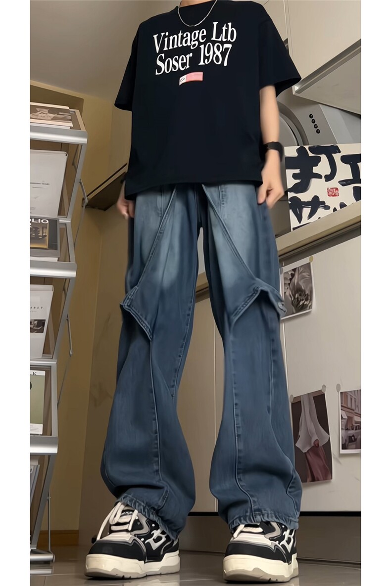 24春夏解构高品质高街美式复古牛仔裤XZ603-DK901-P65控88,男装牛仔裤,星座603