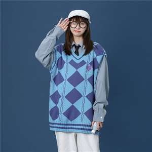 针织马甲百搭学院风JKDK校服班服制服情侣装//A338-1 BX003 P60图片