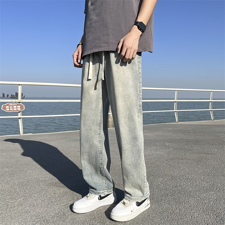 港风日系Ins简约city boy休闲宽松高街牛仔裤NK63 P50图片