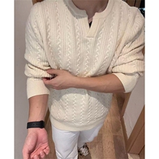 麻花设计感毛衣男女情侣慵懒高级感亨利领宽松套头针织衫M5013，男装针织衫/毛衣，星座1116A（原606A-3）