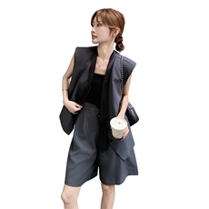 2025年夏季新款时尚百搭气质款西装短裤套装女休闲无袖马甲两件套，女装套装/套裙，2C255