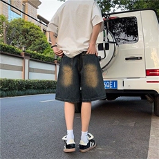 复古做旧水洗夏季牛仔裤美式街头宽松百搭直筒休闲短裤五分裤潮，男装牛仔裤，星座506A