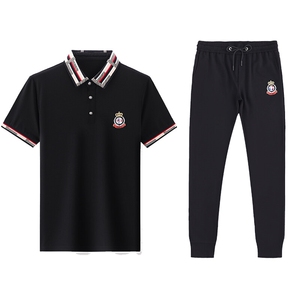 HP509夏季新款男士休闲套装刺绣男装百搭二件套图片