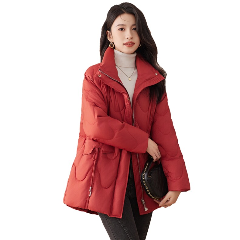 高端设计感羽绒服女冬季2023新款休闲时尚洋气立领加厚白鸭绒外套,女装羽绒服,余墨