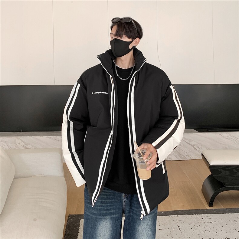 23冬季新款 PU皮拼接棉服男款外套潮牌美式情侣运动棉衣D334 P128图片