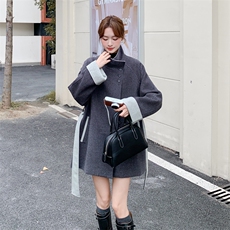 已做货，25冬新款撞色呢子大衣风衣5555-P225-K338，女装风衣，2C305