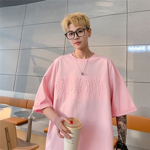 港风钢印字母潮短袖T恤男DT77775P25块特价控48：供抖音视频图片