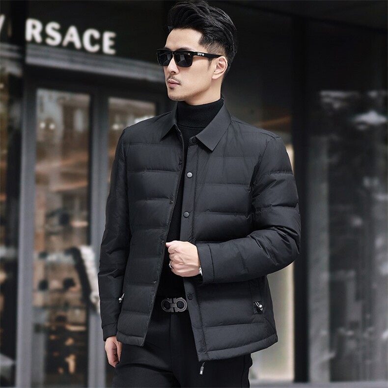 衬衣领男士羽绒服休闲外套基础主推,男装衬衫,钱塘207-1