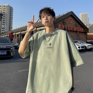 230g重磅纯棉!夏季短袖t恤男半袖男NT190-特P19控38,绿马甲背心搭配图片