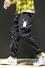 C415-K160-P55-休闲裤男潮流潮牌宽松束脚松紧九分日系工装裤，男装休闲裤，电商A456（原C415）
