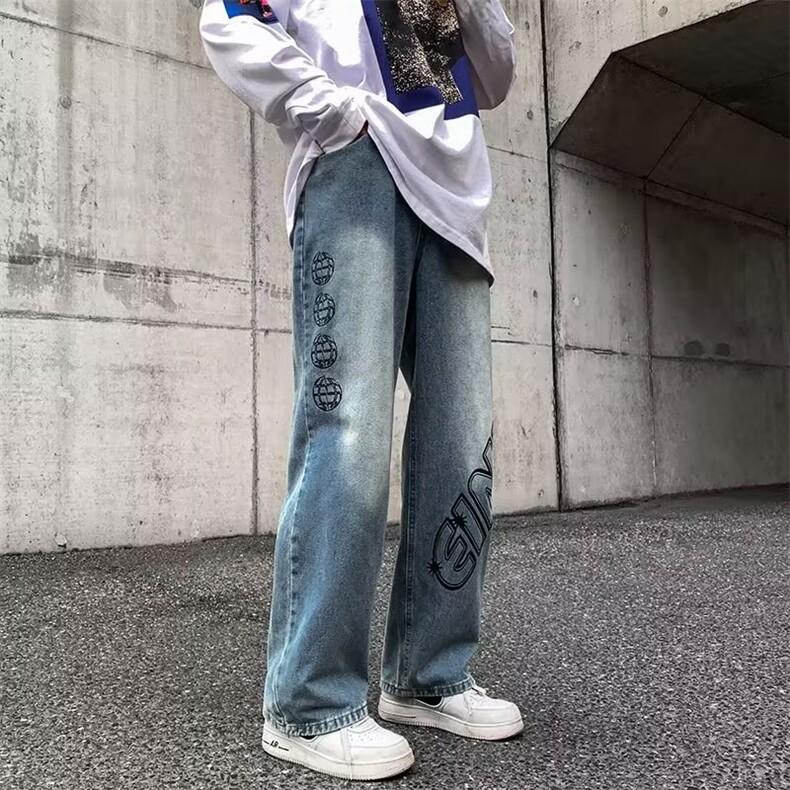 牛仔裤男秋季潮大码休闲裤子高街N5008P43,男装牛仔裤,星座1116-2