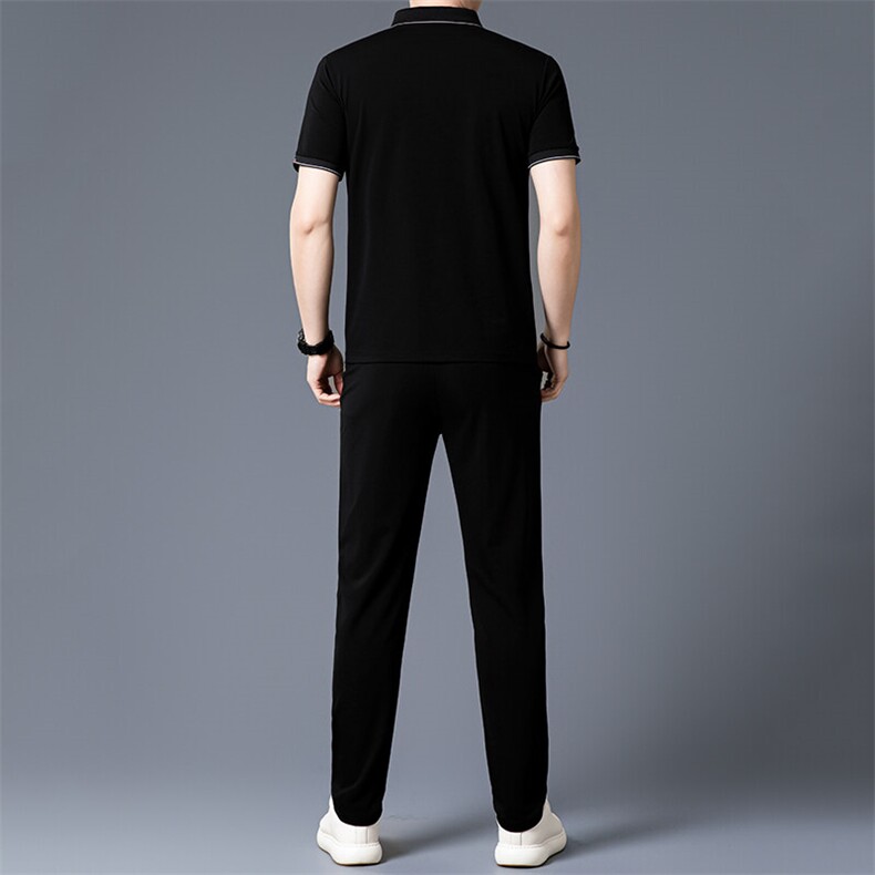 HP5092夏季新款男士休闲套装刺绣男装百搭二件套翻领,男装休闲套装,电商B360