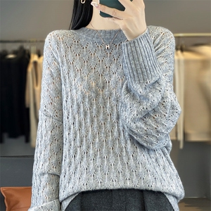 女士羊绒衫10%羊绒60%羊毛秋冬保暖休闲图片