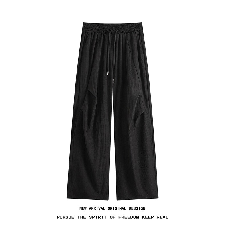 YK120特P28控58平铺图超高品质夏季垂感冰凉褶皱纯色休闲裤,男装休闲裤,电商A249