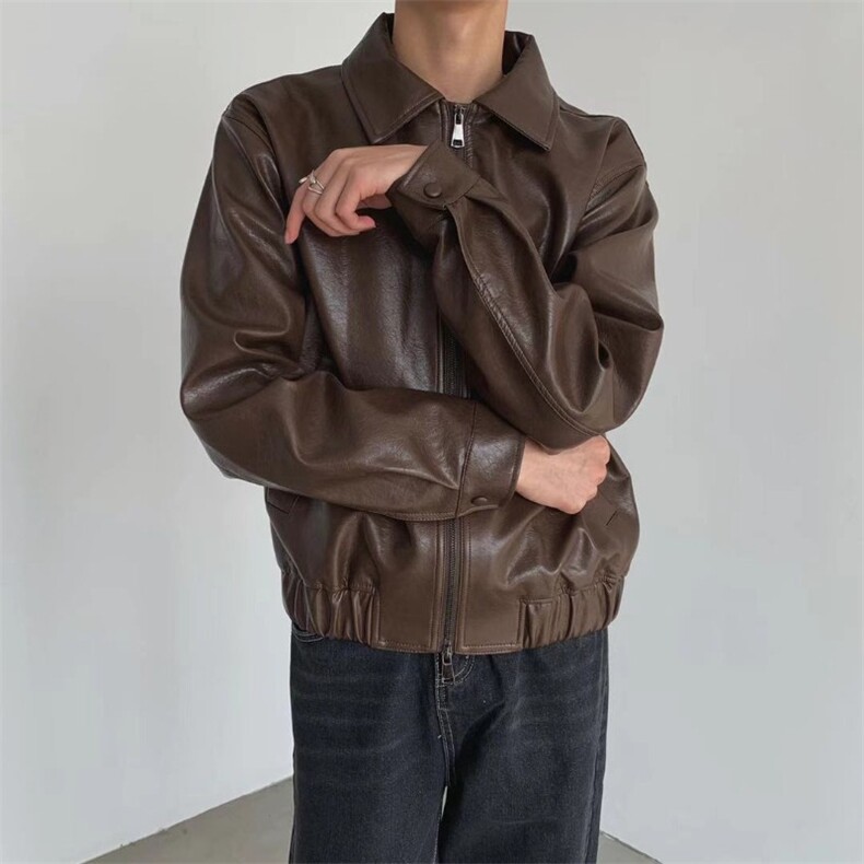 Cleanfit痞帅高街风Pu皮衣潮男机车服皮夹克外套网图W6431-P68,男装皮衣,星座412-1