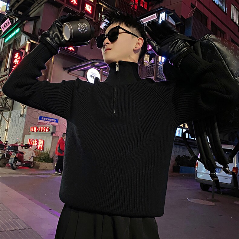 AM73/特98控138秋季社会小伙拉链韩版百搭高领韩版百搭毛衣男黑首,男装针织衫/毛衣,星座305B-1