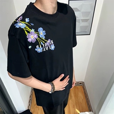 万针全刺绣解构设计260克重磅双纱纯棉高品质美式高街短袖T恤特39，男装T恤，电商A486