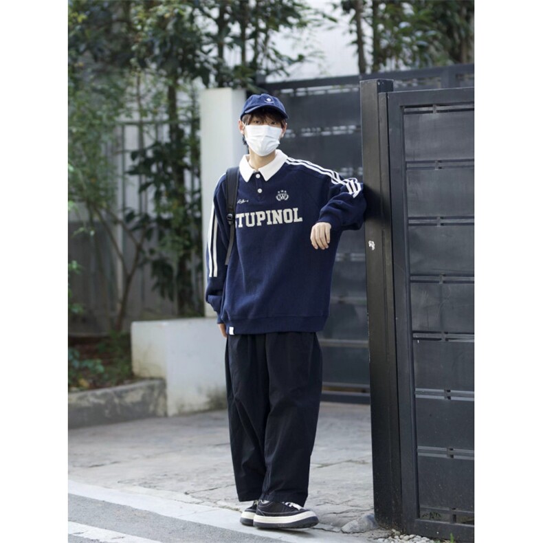男女潮牌复古polo领卫衣秋冬款内搭长袖美式潮流宽松ZT701P27,男装卫衣,星座1112-1