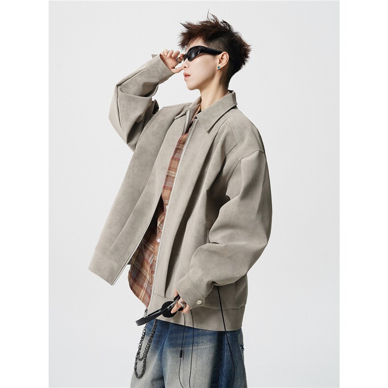 JK2564-特P85控15845%pu55涤纶设计外套男流拉链皮夹克男,男装夹克,电商B370