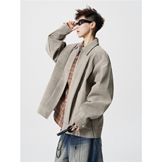 JK2564-特P85控15845%pu55涤纶设计外套男流拉链皮夹克男，男装夹克，电商B370