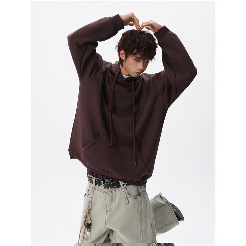 高克重卫衣男连帽卫衣纯色粗绳大帽衫情侣装休闲外套WY19P58，女装短外套，电商D206-1