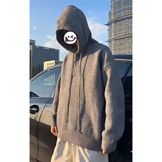 特批P60无差价秋冬抖音慵懒风宽松潮连帽针织毛衣外套男MY111，男装针织衫/毛衣，电商A001