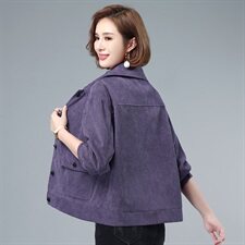 2020年秋冬季新款灯芯绒短款外套女通勤韩版女士上衣自主图，女装短外套，伊满意