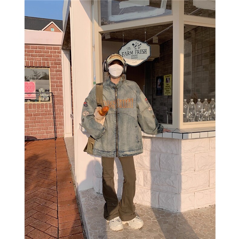 机车风牛仔外套男水洗做旧潮刺绣宽松复古高街夹克上衣HH8899P70,男装工装外套,星座1013-5