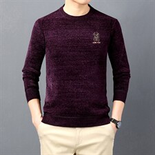 B-N21856冬季新款男士圆领毛衣雪尼尔加绒针织打底衫男装保暖P55，男装针织衫/毛衣，电商B360