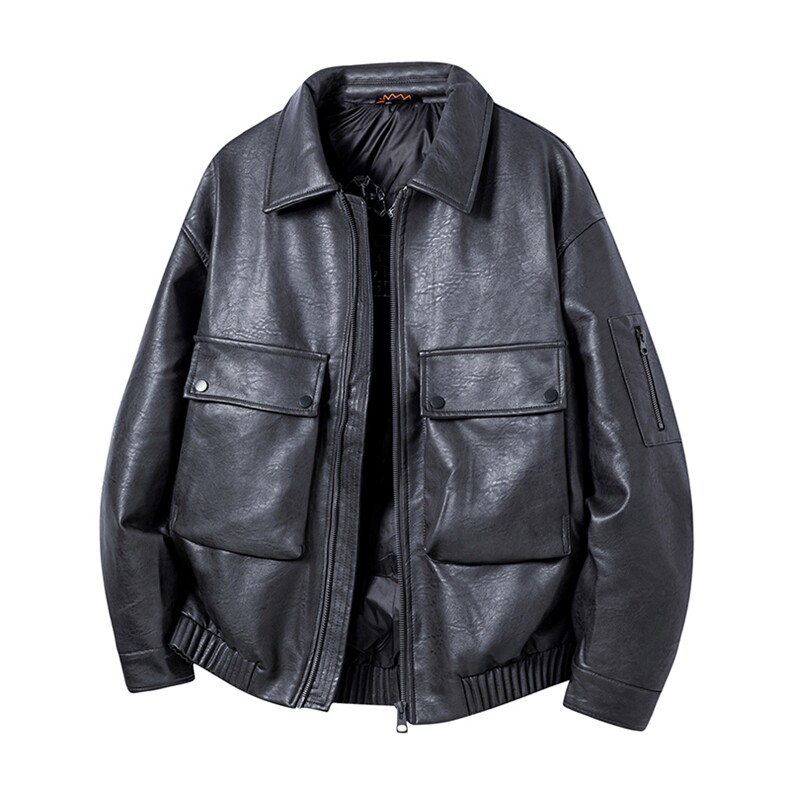 高定纳帕纹90鸭绒加厚皮衣羽绒服男士2025冬季新款羽绒外套,男装皮衣,星座914