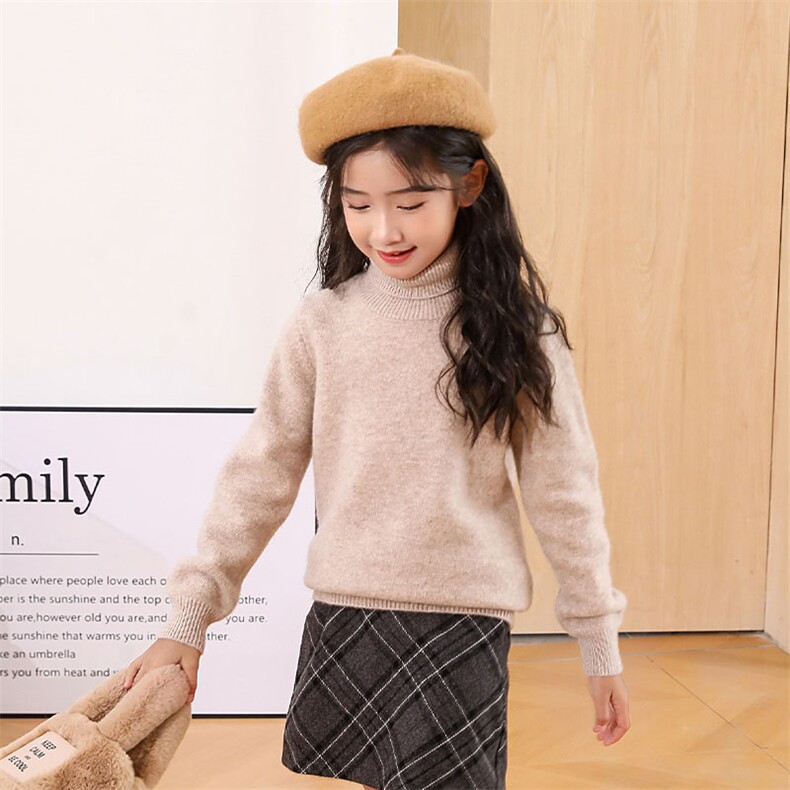 高品质纯澳毛90支七针高领男女童羊毛衫秋冬保暖时尚必备，童装儿童羊毛衫，群鹿羊绒