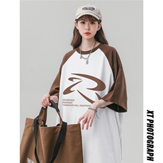 中性风23新款夏季时尚百搭圆领宽松美式短袖T恤DT456P40控58，男装T恤，A247A