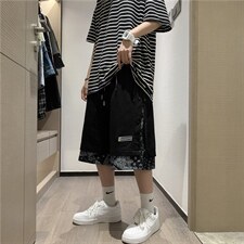 腰果花排扣运动短裤男宽松ins潮流夏季外穿休闲五分裤子D6533-p28,男装休闲裤,星座1008-1