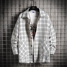 2021秋季新日系网格大码男落肩排扣气质格子外套夹克J6037-P60，男装夹克，电商A001