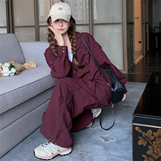 休闲时尚套装女2025春季新款高级感显瘦工装阔腿裤两件套，女装套装/套裙，纯色衣恋