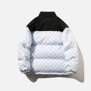 白鸭绒白底22冬季潮流棋盘格拼接百搭羽绒服外套 YR108 P255控298图片