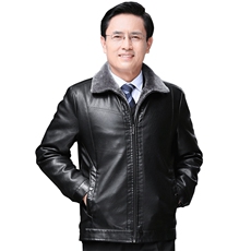 8807/中老年皮衣男爸爸冬季加绒加厚皮夹克休闲商务保暖外套，男装皮衣，星座1216（原钱塘722）
