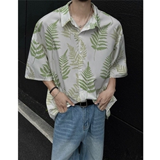 夏季新款宽松冰丝短袖衬衫海边花衬衣A017DX88P40，男装衬衫，电商A017