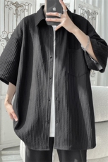 特批P35无差价25夏冰丝垂坠感港风衬衣男士小众大码短袖衬衫C844，男装衬衫，电商A001