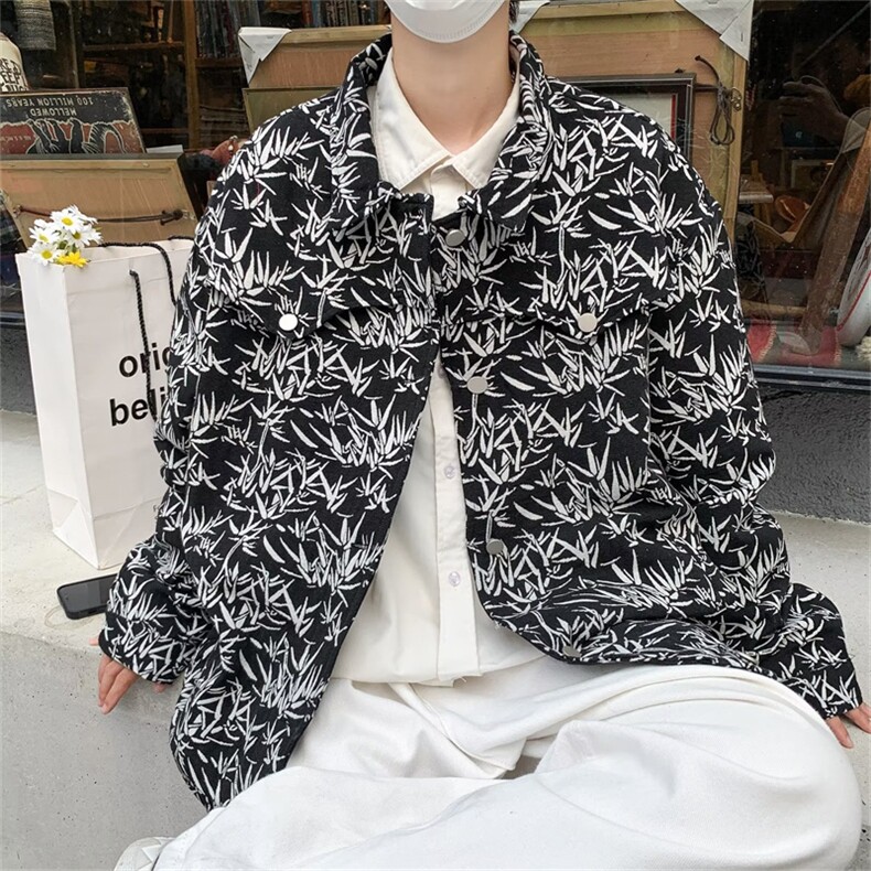 2022秋季新款牛仔外套男潮牌高级潮ins宽松复古迷彩夹克JK942-P70图片