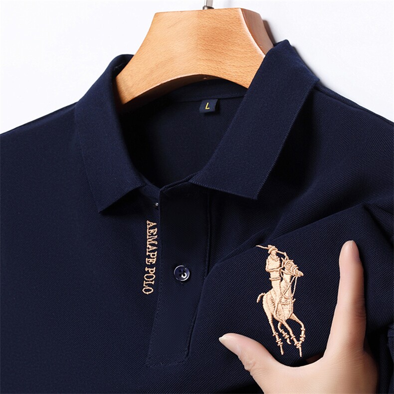 2024高端夏季带领休闲Polo衫男短袖时尚翻领T恤纯色中青年半袖,男装Polo衫,电商B212（原钱塘6029）