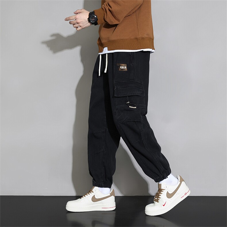 全棉水洗 M-8XL 秋季新款大码束脚潮流工装休闲卫裤 109-K501-P60图片
