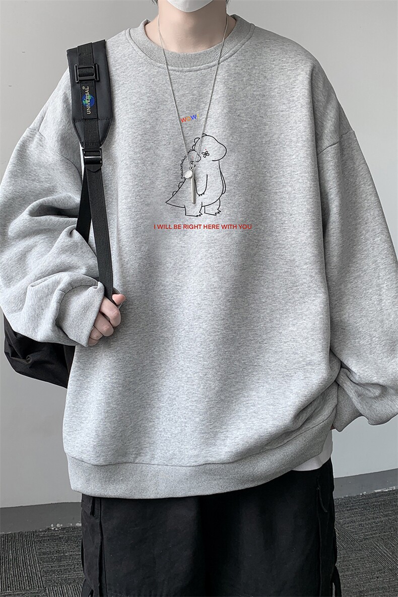 圆领卫衣男大码加厚加绒长袖t恤男S6140-P28加绒款-P33,男装卫衣,电商A040