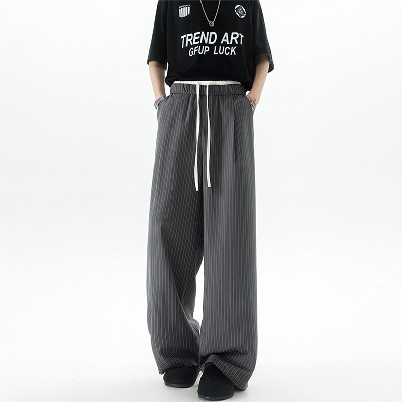 8XL-M假两件双腰山本裤条纹休闲西裤男夏宽松大码阔腿裤KZ052P60,男装休闲裤,电商B312