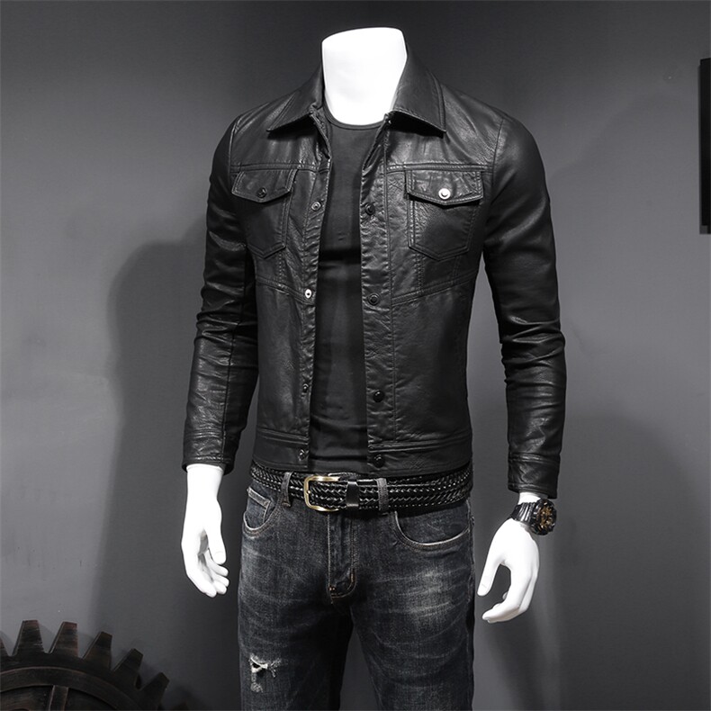 69912023新款男士皮外套机车PU水洗皮夹克P220（M-6XL),男装皮衣,钱塘2010-1
