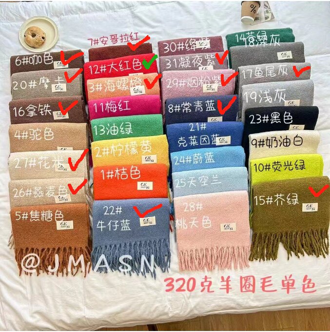 纯色围巾冬季长方形围脖女,饰品围巾,洛丽兰可
