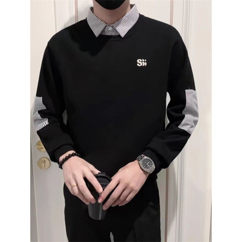 假两件刺绣潮宽松卫衣套头气质时尚潮流青少年休闲WM328,男装卫衣,星座1116A-2（原606A-1）