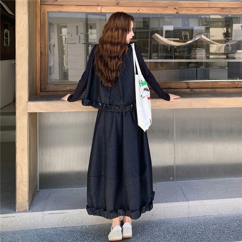 巨好看背心T恤花苞半身裙套装女春秋大方得体气质ootd穿搭三件套,女装套装/套裙,2C325