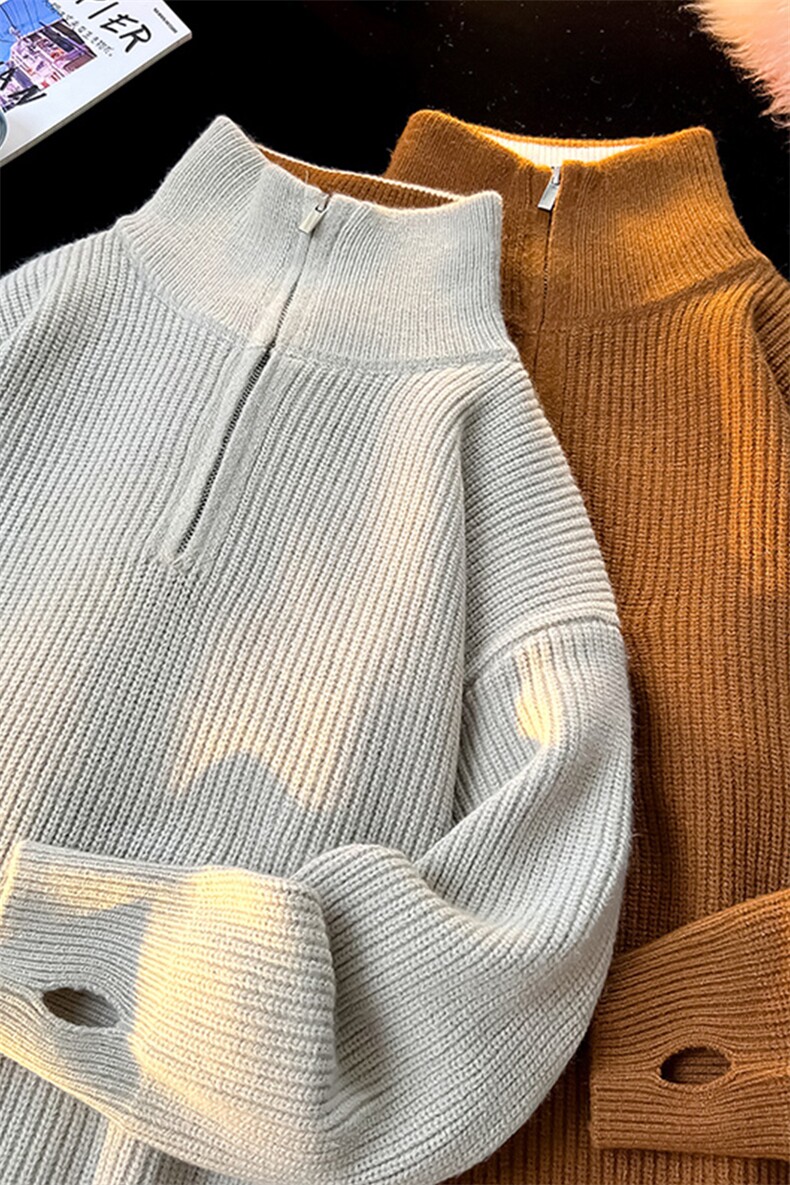 8XL-M立领半拉链毛衣男大码慵懒风宽松日系针织衫外套MY19002P78,男装针织衫/毛衣,电商B312