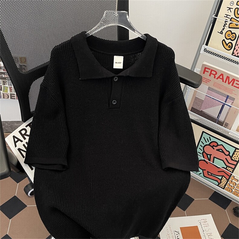 夏季简约针织翻领polo衫短袖T恤韩版宽松慵懒半袖GT181P48,男装Polo衫,星座1013-1